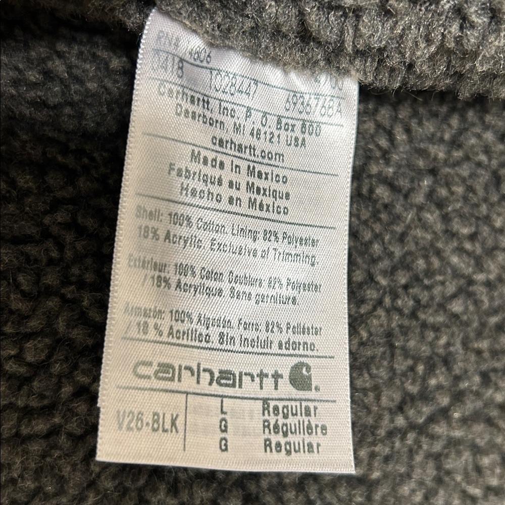 Carhartt Charcoal Black Sherpa Lined Vest 
V26-BLK Size L - Picture 4 of 5